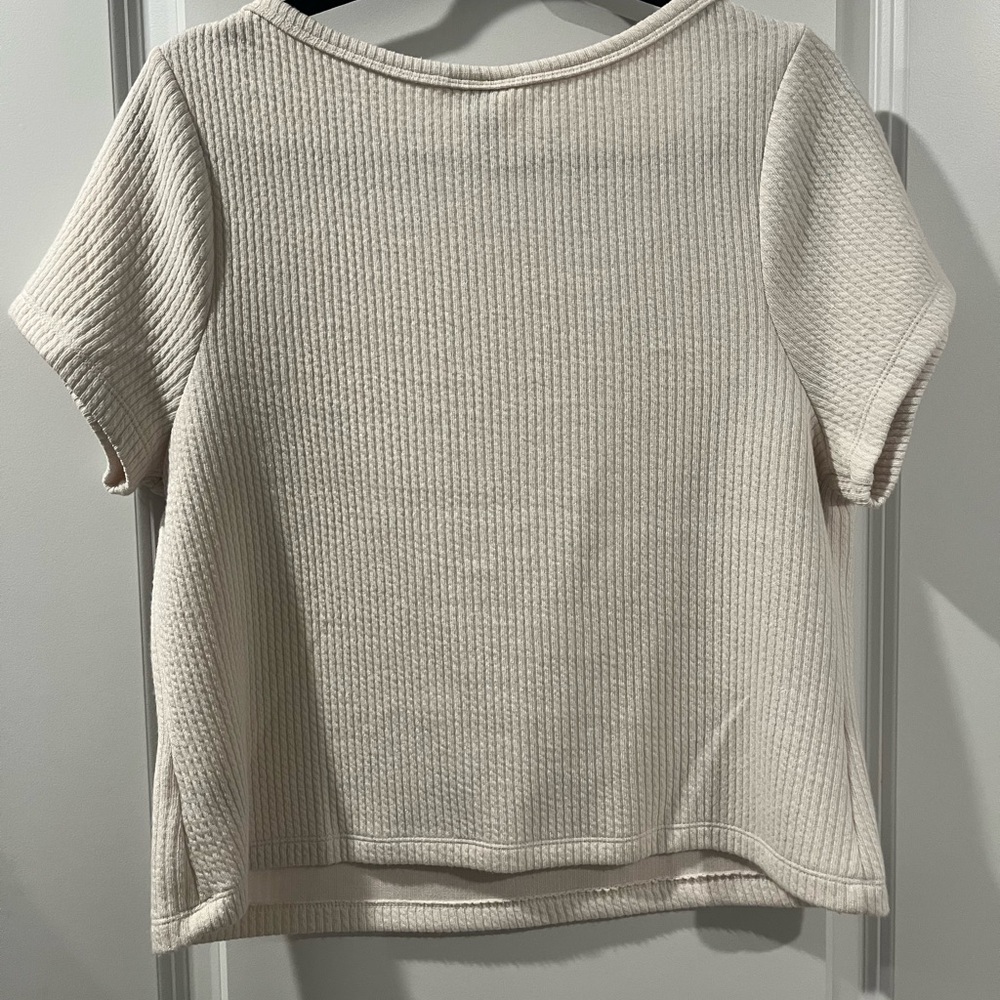 Universal Thread Cream Ribbed Short Sleeve Top - Picture 2 of 4